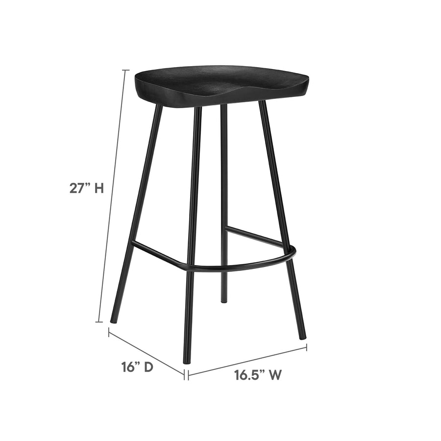 Milo Backless Wood Counter Stools Set of 2 in Black