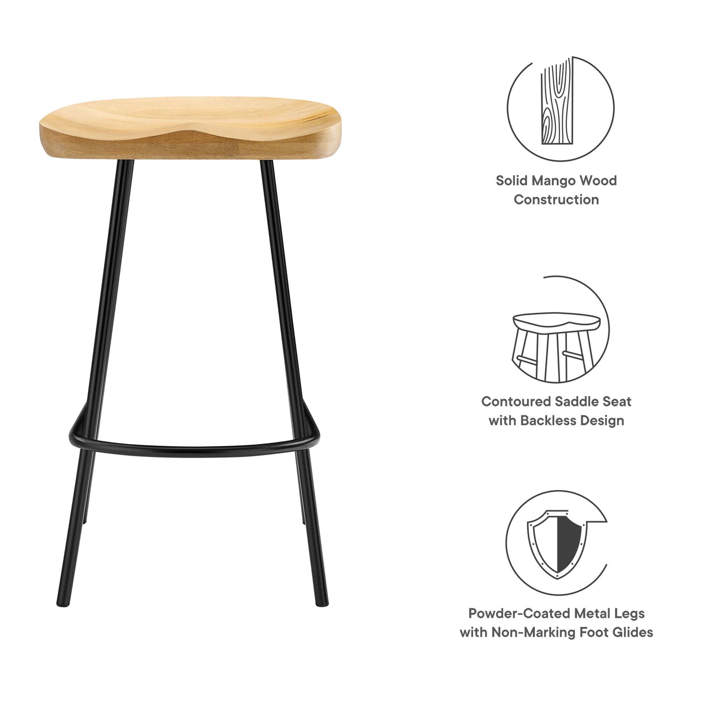 Concord Backless Wood Counter Stools Set of 2 by Furniture For America