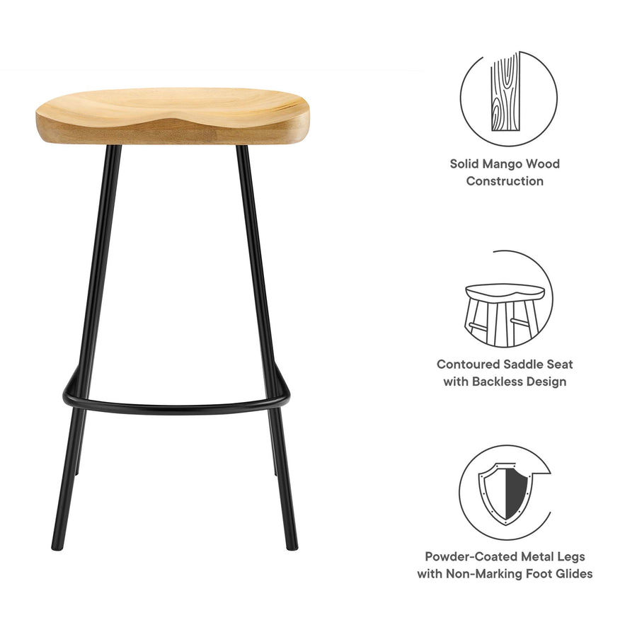 Milo Backless Wood Counter Stools Set of 2 in Oak