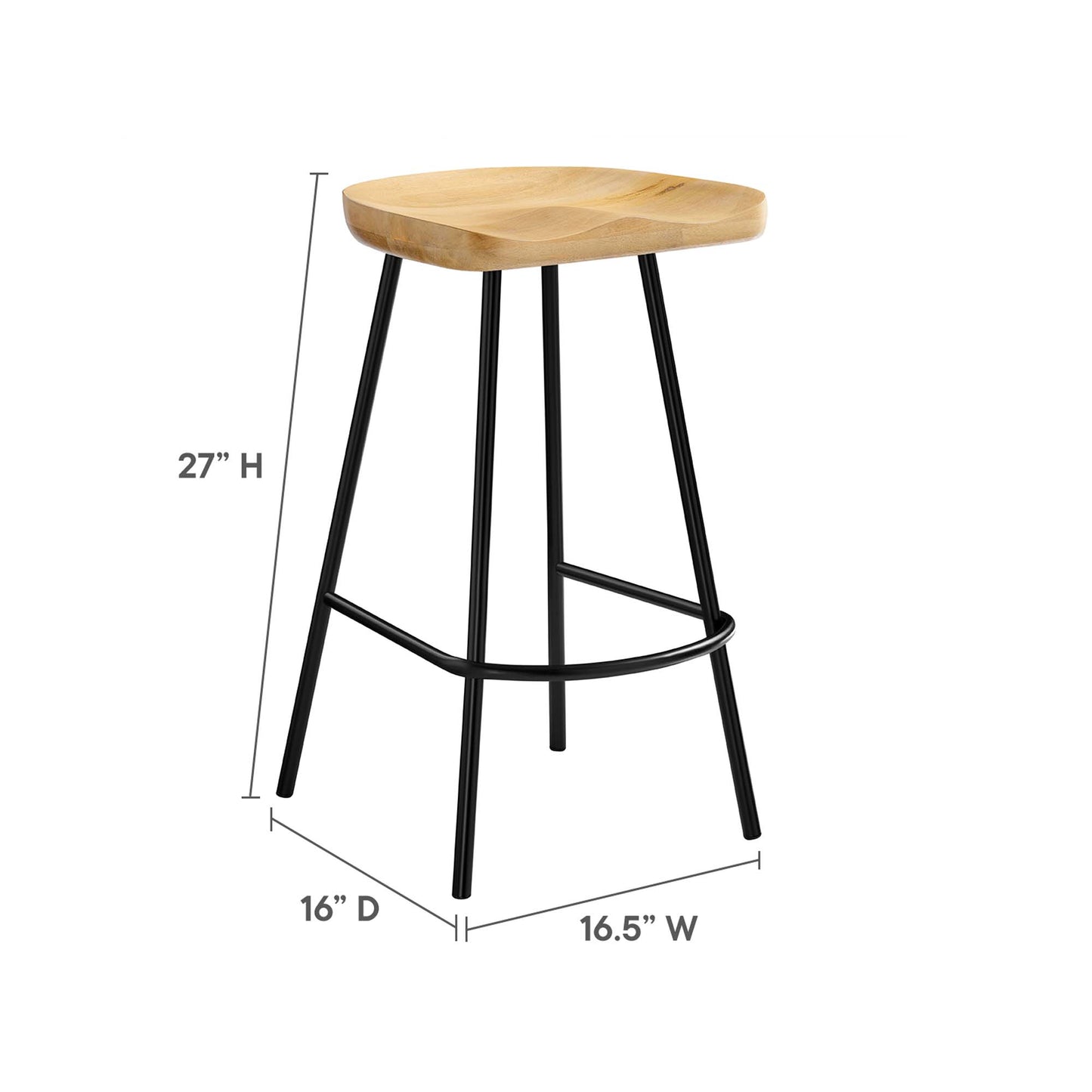 Concord Backless Wood Counter Stools Set of 2 by Furniture For America