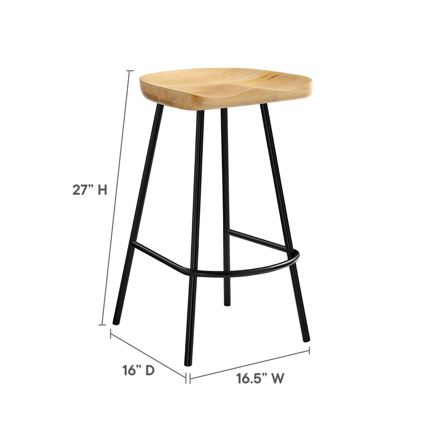 Milo Backless Wood Counter Stools Set of 2 in Oak