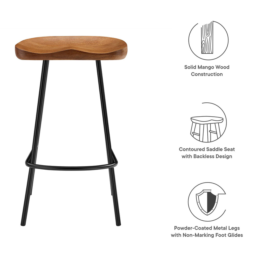 Milo Backless Wood Counter Stools Set of 2 in Walnut
