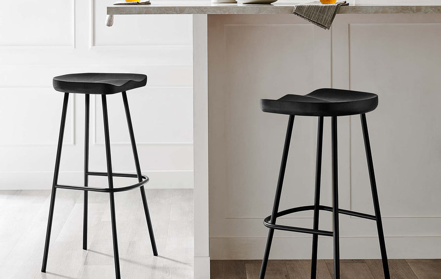 Milo Backless Wood Bar Stools Set of 2 in Black