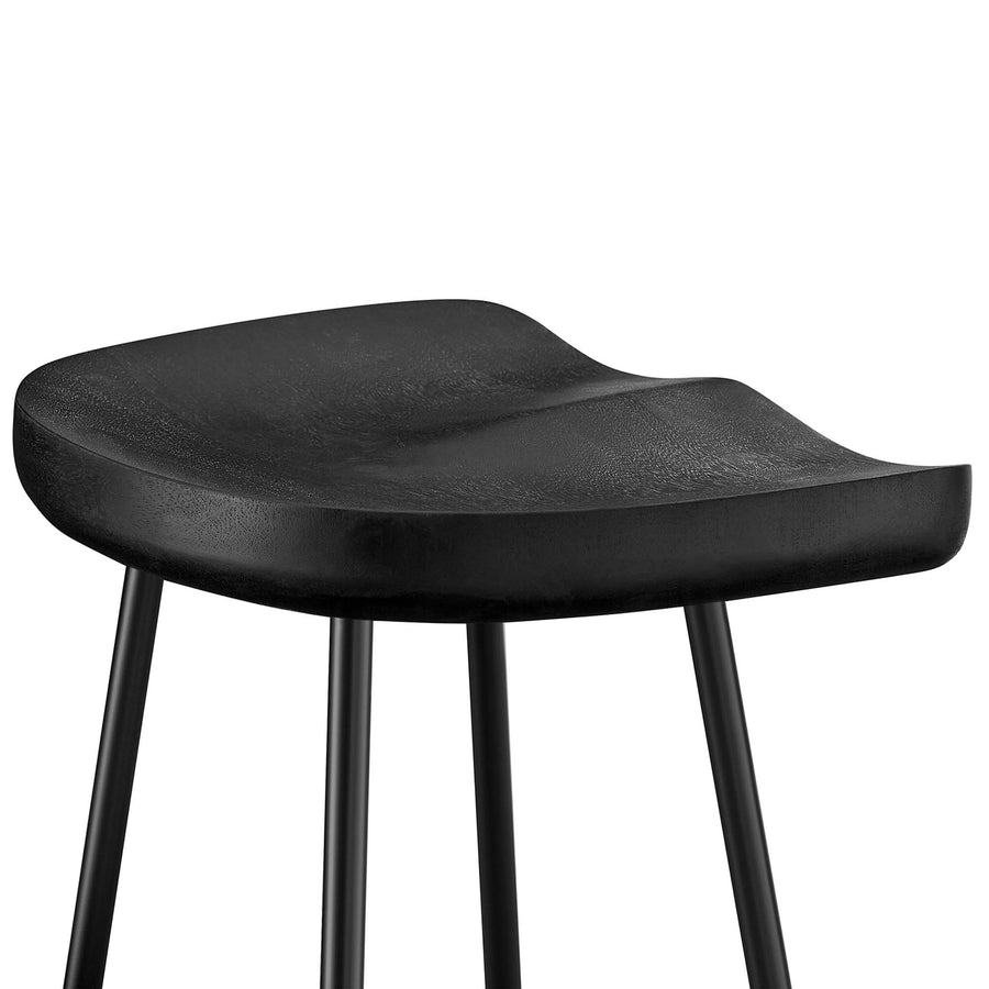 Milo Backless Wood Bar Stools Set of 2 in Black