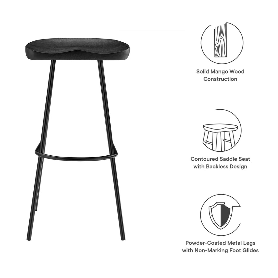 Milo Backless Wood Bar Stools Set of 2 in Black
