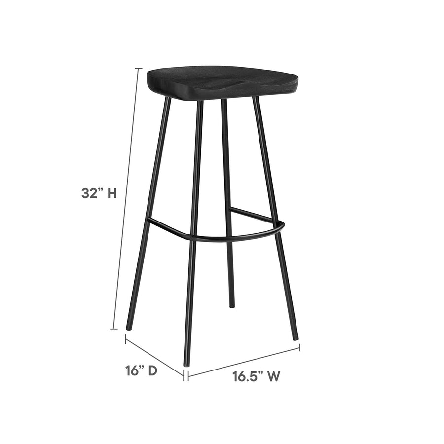 Milo Backless Wood Bar Stools Set of 2 in Black