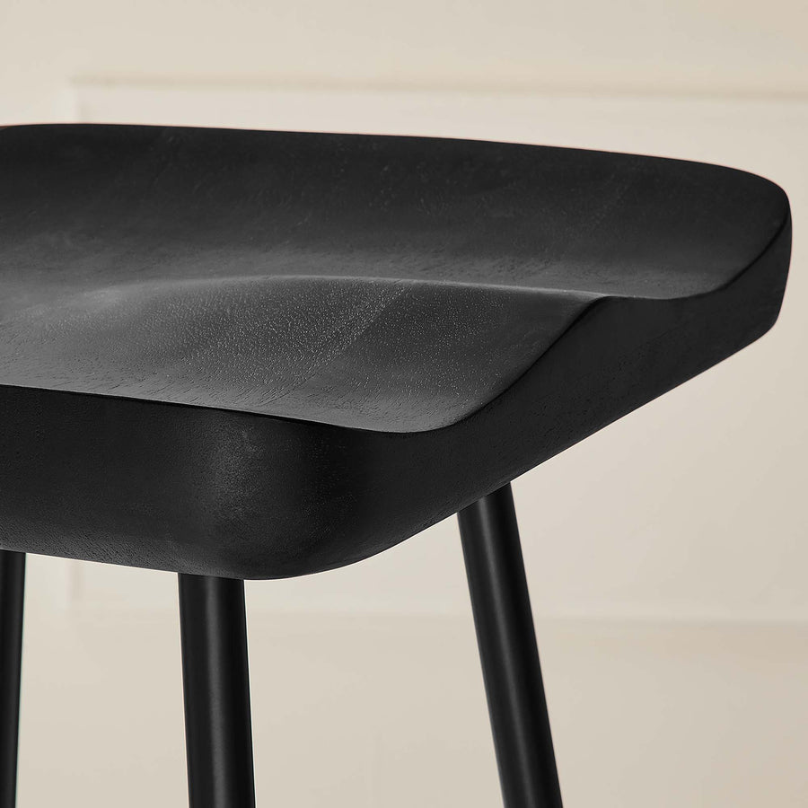 Milo Backless Wood Bar Stools Set of 2 in Black
