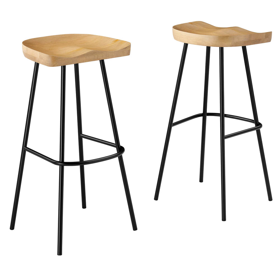 Milo Backless Wood Bar Stools Set of 2 in Oak