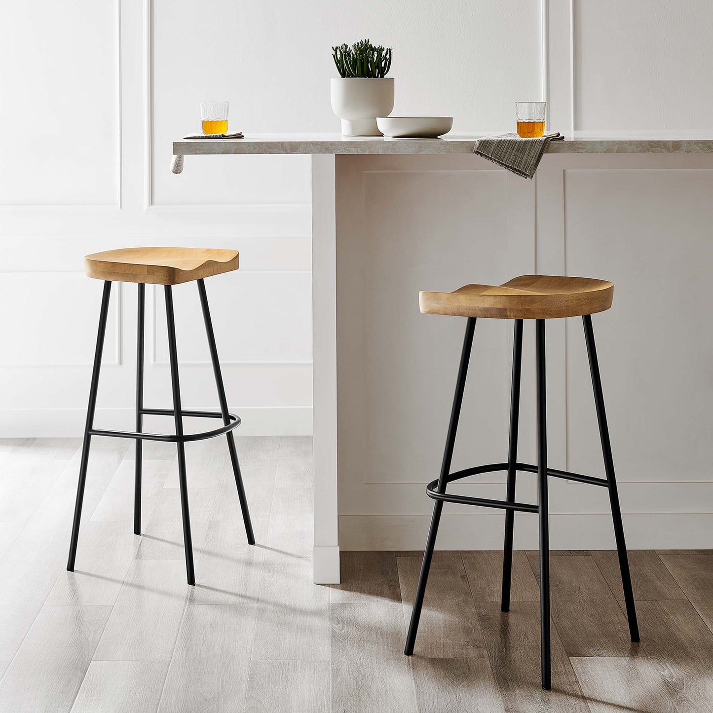Concord Backless Wood Bar Stools Set of 2 by Furniture For America