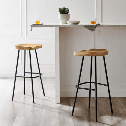 Concord Backless Wood Bar Stools Set of 2 in Oak