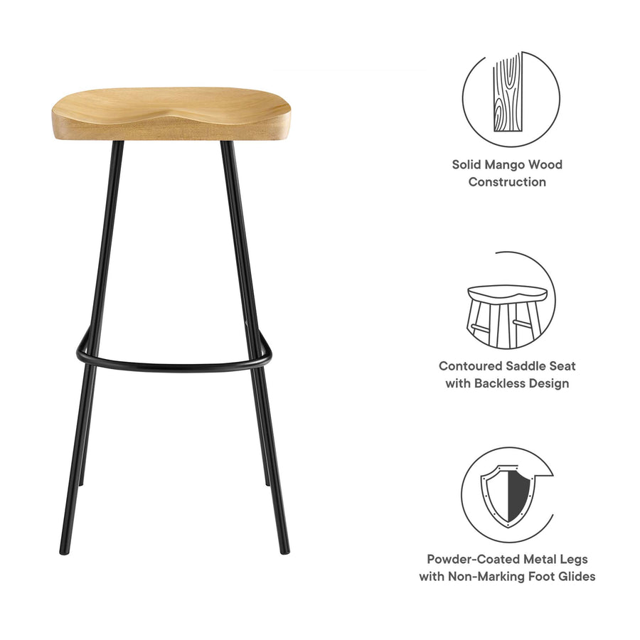 Milo Backless Wood Bar Stools Set of 2 in Oak