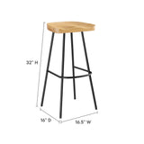 Milo Backless Wood Bar Stools Set of 2 in Oak