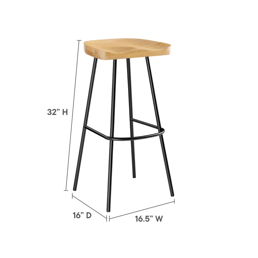 Milo Backless Wood Bar Stools Set of 2 in Oak
