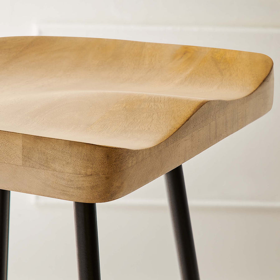 Milo Backless Wood Bar Stools Set of 2 in Oak