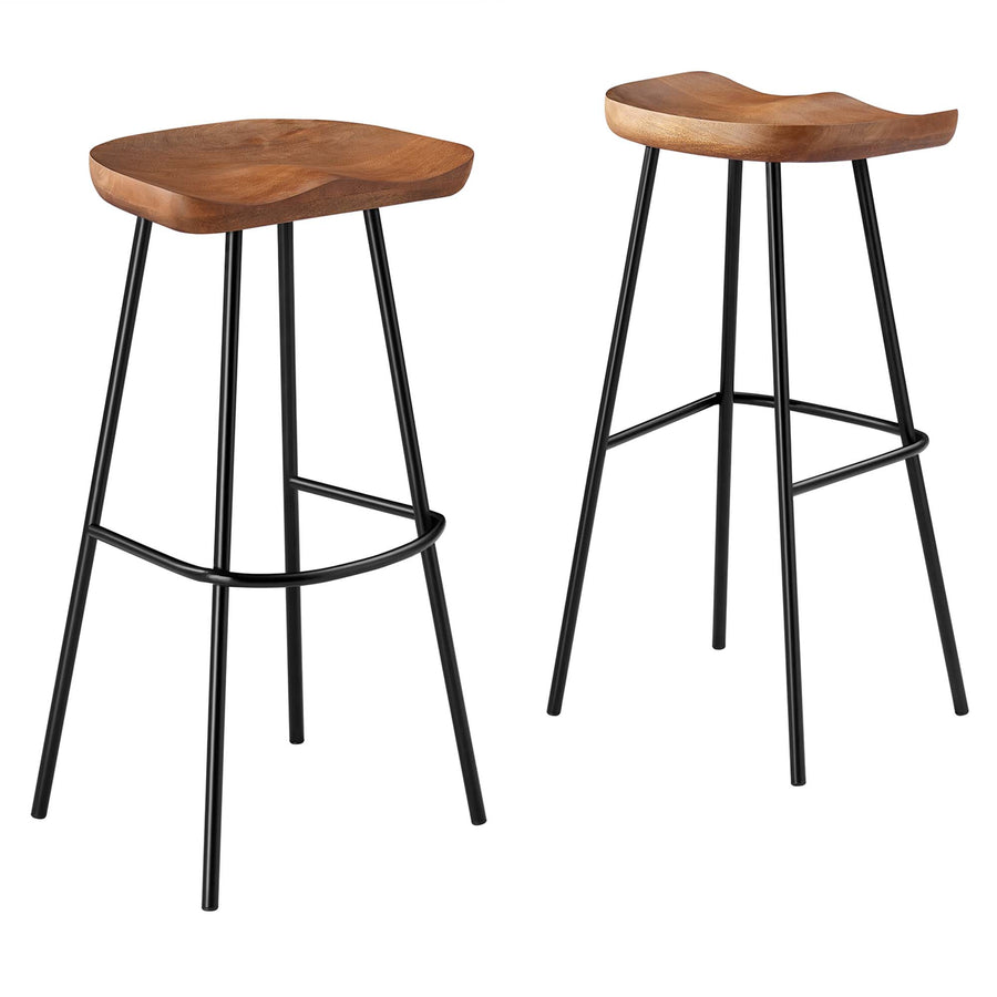 Milo Backless Wood Bar Stools Set of 2 in Walnut