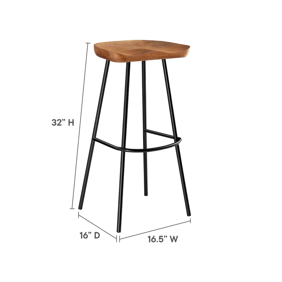 Milo Backless Wood Bar Stools Set of 2 in Walnut