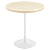 Lumen 20" Round Faux Travertine Side Table in White Travertine
