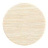 Lumen 20" Round Faux Travertine Side Table in White Travertine