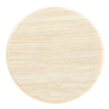 Lippa 20" Round Faux Travertine Side Table by Furniture For America