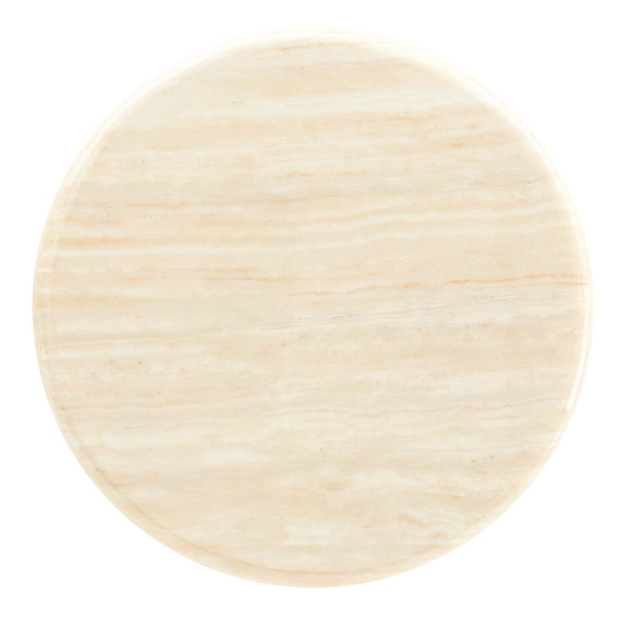 Lumen 20" Round Faux Travertine Side Table in White Travertine