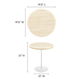 Lumen 20" Round Faux Travertine Side Table in White Travertine