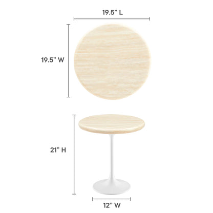 Lippa 20" Round Faux Travertine Side Table by Furniture For America