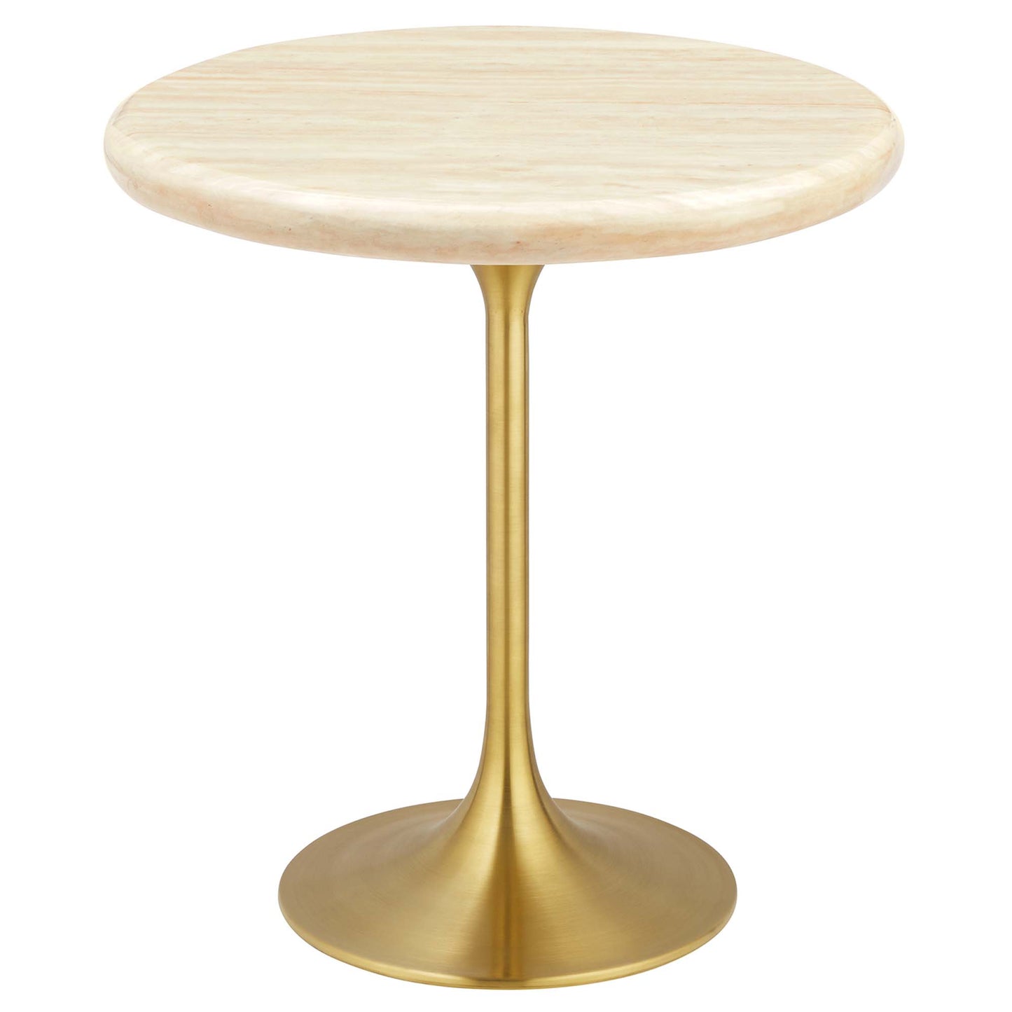 Lippa 20" Round Faux Travertine Side Table by Furniture For America