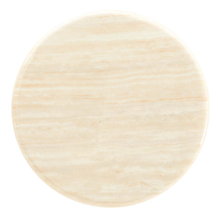Lippa 20" Round Faux Travertine Side Table in Gold Travertine
