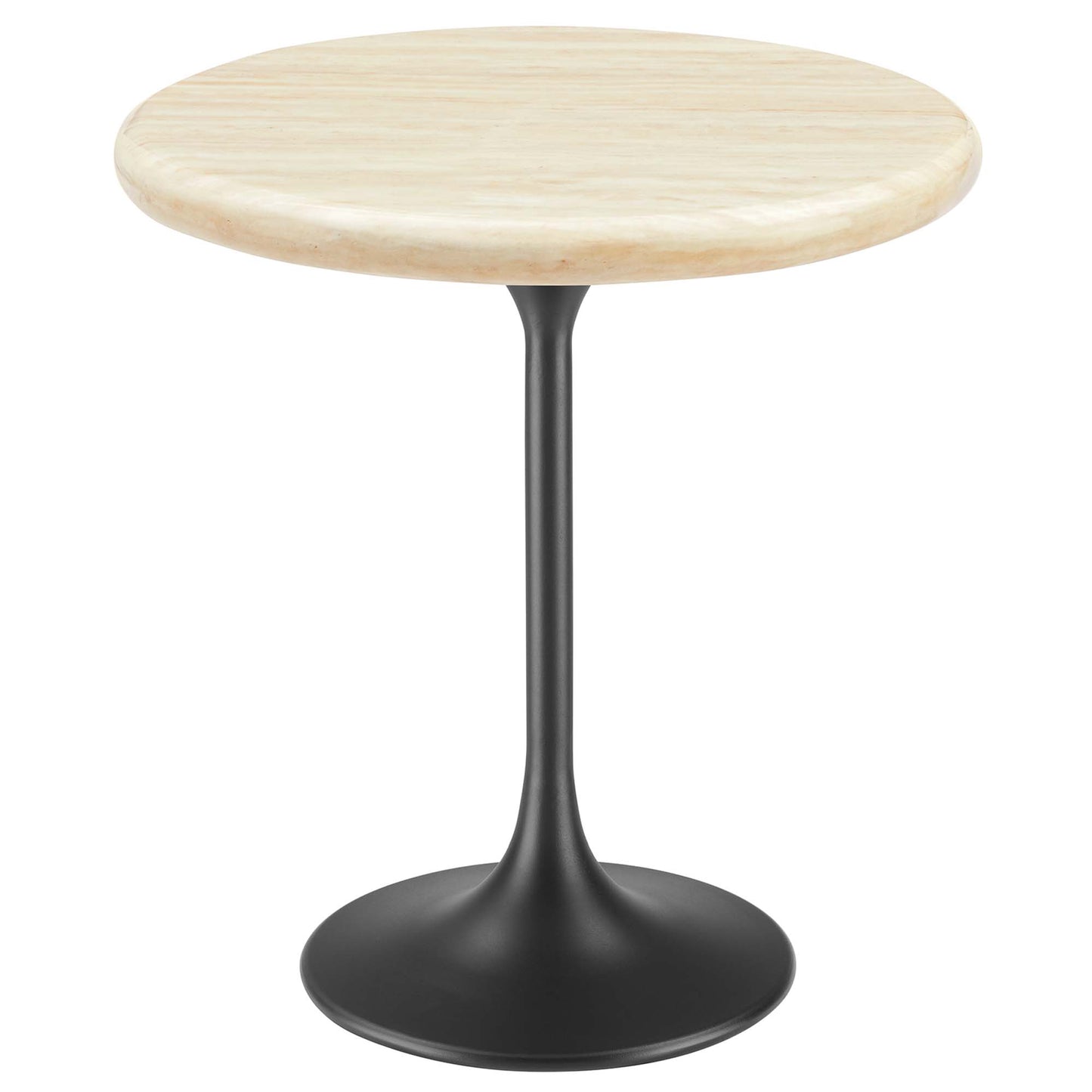 Lippa 20" Round Faux Travertine Side Table by Furniture For America