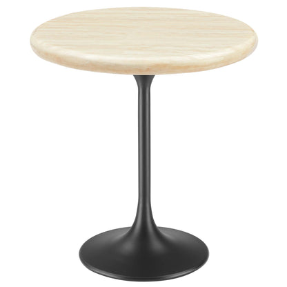 Lippa 20" Round Faux Travertine Side Table by Furniture For America