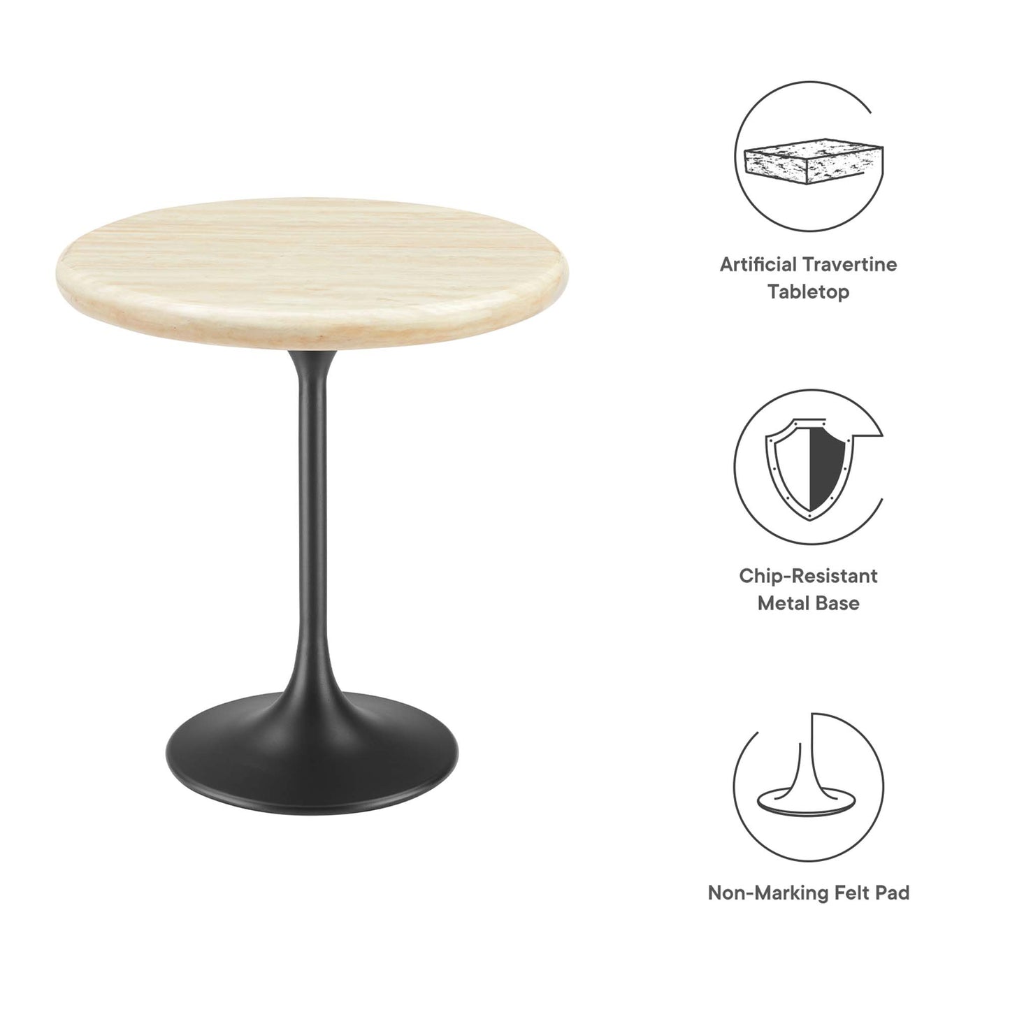 Lippa 20" Round Faux Travertine Side Table by Furniture For America