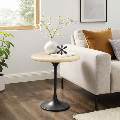 Lippa 20" Round Faux Travertine Side Table by Furniture For America