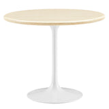 Lumen 36" Round Faux Travertine Dining Table in White Travertine