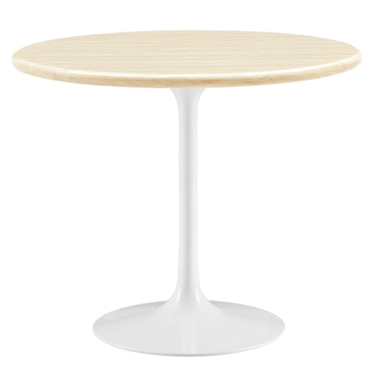 Lippa 36" Round Faux Travertine Dining Table by Furniture For America