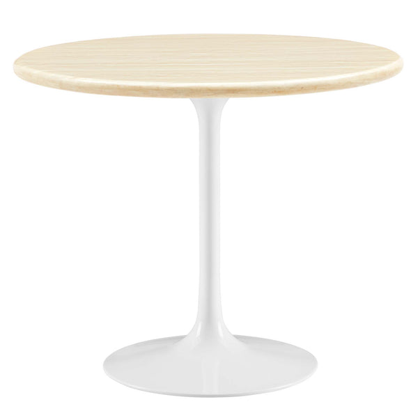 Lippa 36" Round Faux Travertine Dining Table by Furniture For America