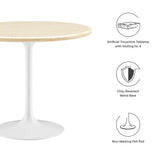 Lumen 36" Round Faux Travertine Dining Table in White Travertine