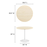 Lumen 36" Round Faux Travertine Dining Table in White Travertine