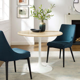 Lumen 36" Round Faux Travertine Dining Table in White Travertine