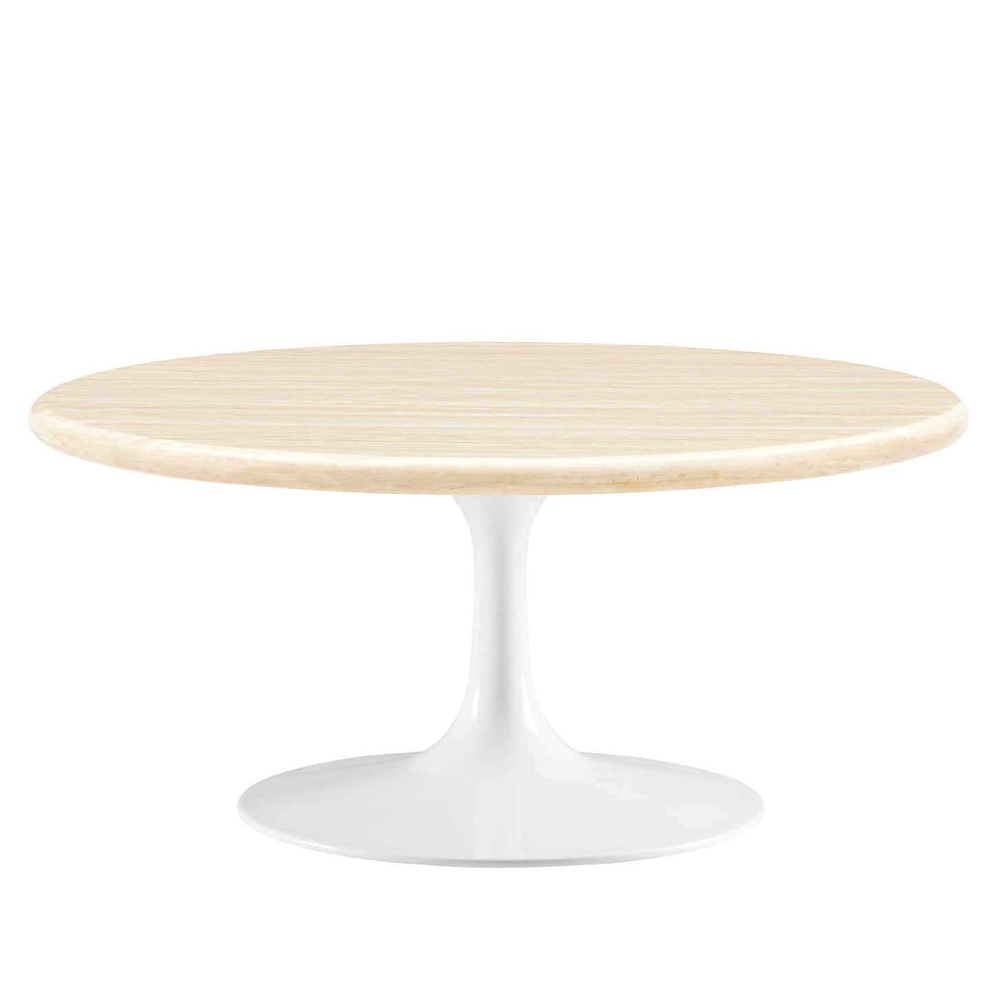 Lippa 36" Round Faux Travertine Coffee Table by Furniture For America