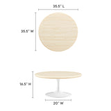 Lumen 36" Round Faux Travertine Coffee Table in White Travertine