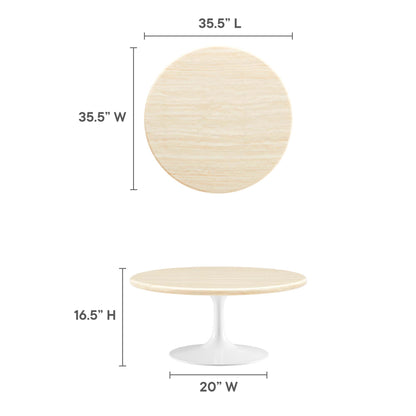 Lippa 36" Round Faux Travertine Coffee Table by Furniture For America