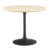 Lumen 36" Round Faux Travertine Dining Table in Black Travertine