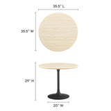 Lumen 36" Round Faux Travertine Dining Table in Black Travertine