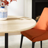 Lumen 36" Round Faux Travertine Dining Table in Black Travertine