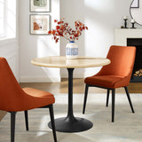 Lumen 36" Round Faux Travertine Dining Table in Black Travertine