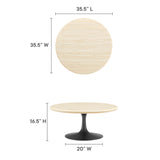 Lumen 36" Round Faux Travertine Coffee Table in Black Travertine