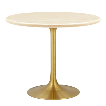 Lippa 36" Round Faux Travertine Dining Table by Furniture For America