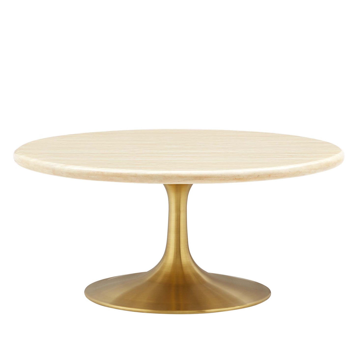 Lippa 36" Round Faux Travertine Coffee Table by Furniture For America