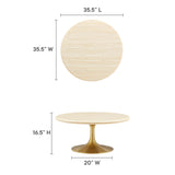 Lumen 36" Round Faux Travertine Coffee Table in Gold Travertine