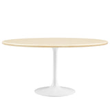 Lumen 60" Oval Faux Travertine Dining Table in White Traventine